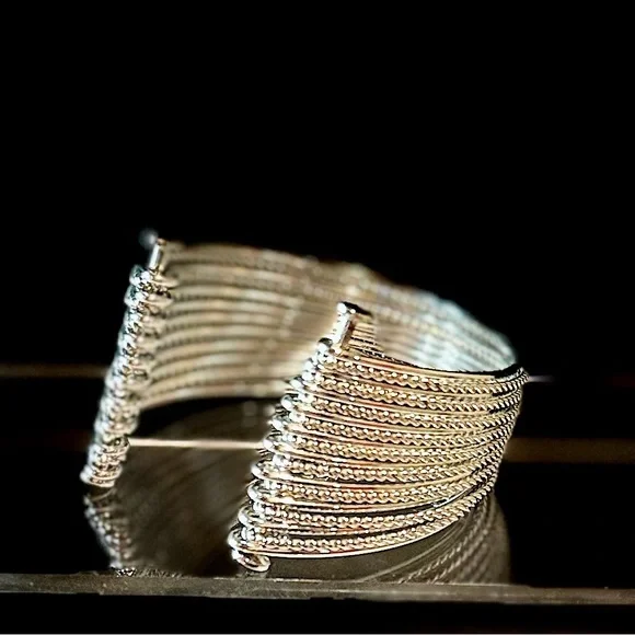 Park Lane Silver Textured Bangle - Picture 2 of 3